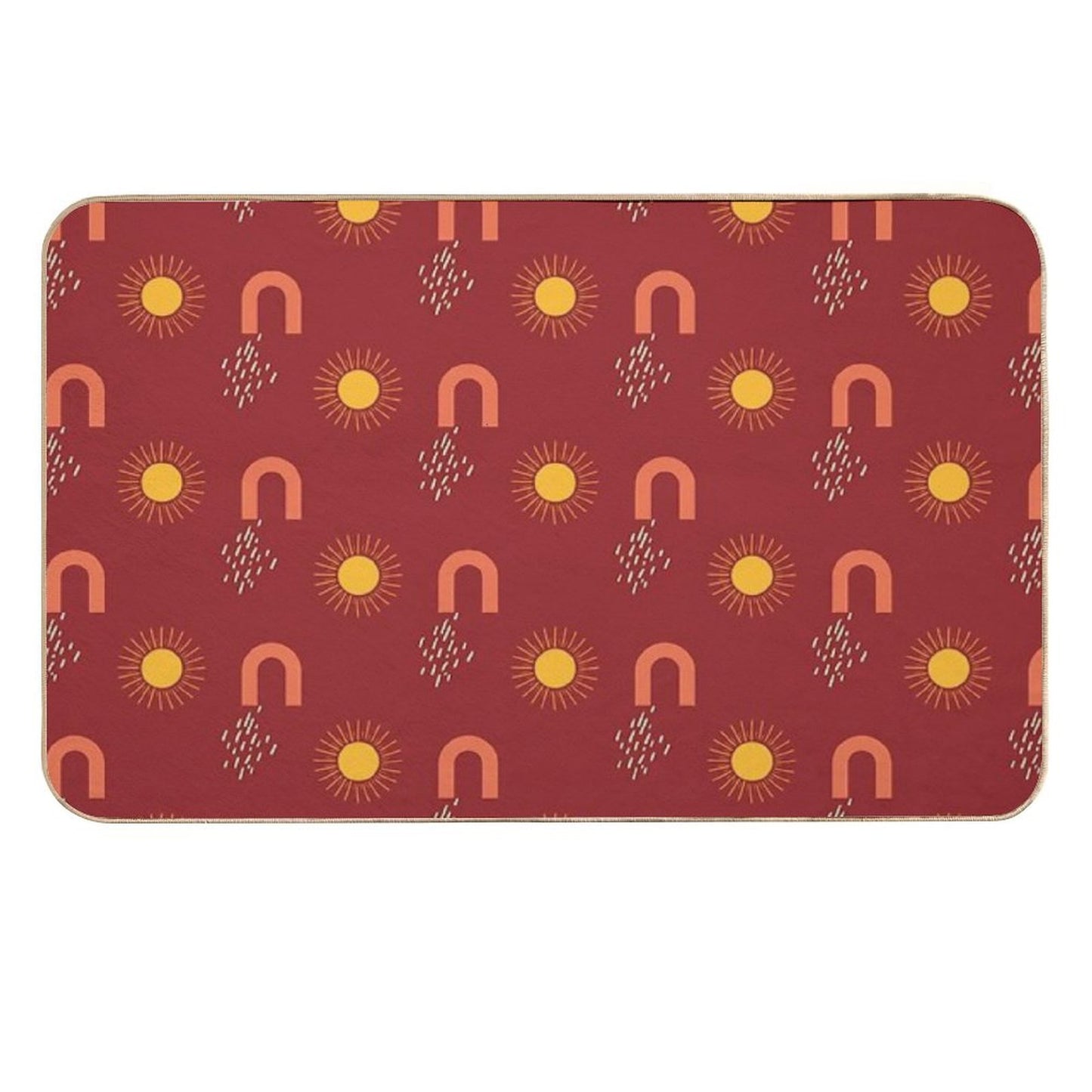 Boho Sun Abstract Line Drawing  Odorless Bath Mat