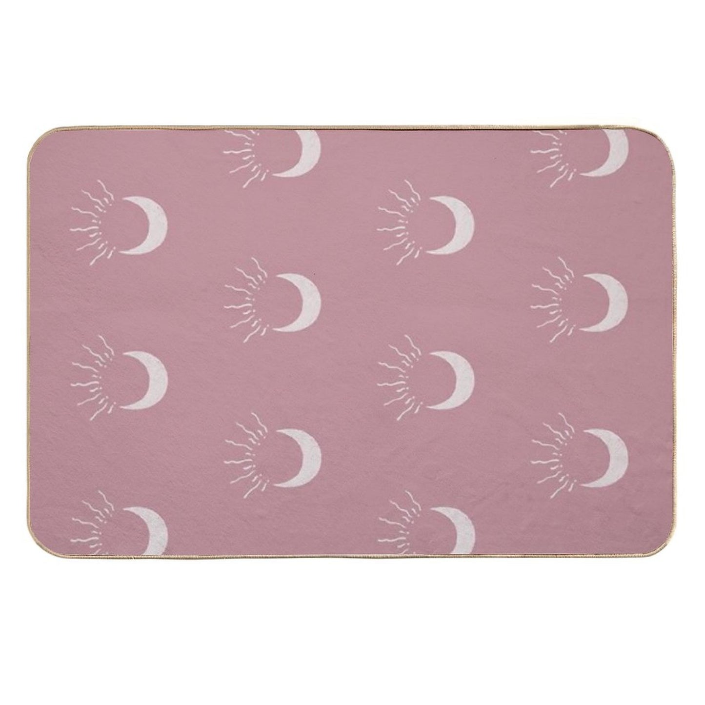 Cute Sun And Moon Design Boho Aesthetic In Muted Colors Deep Pink  Repositionable Bath Mat