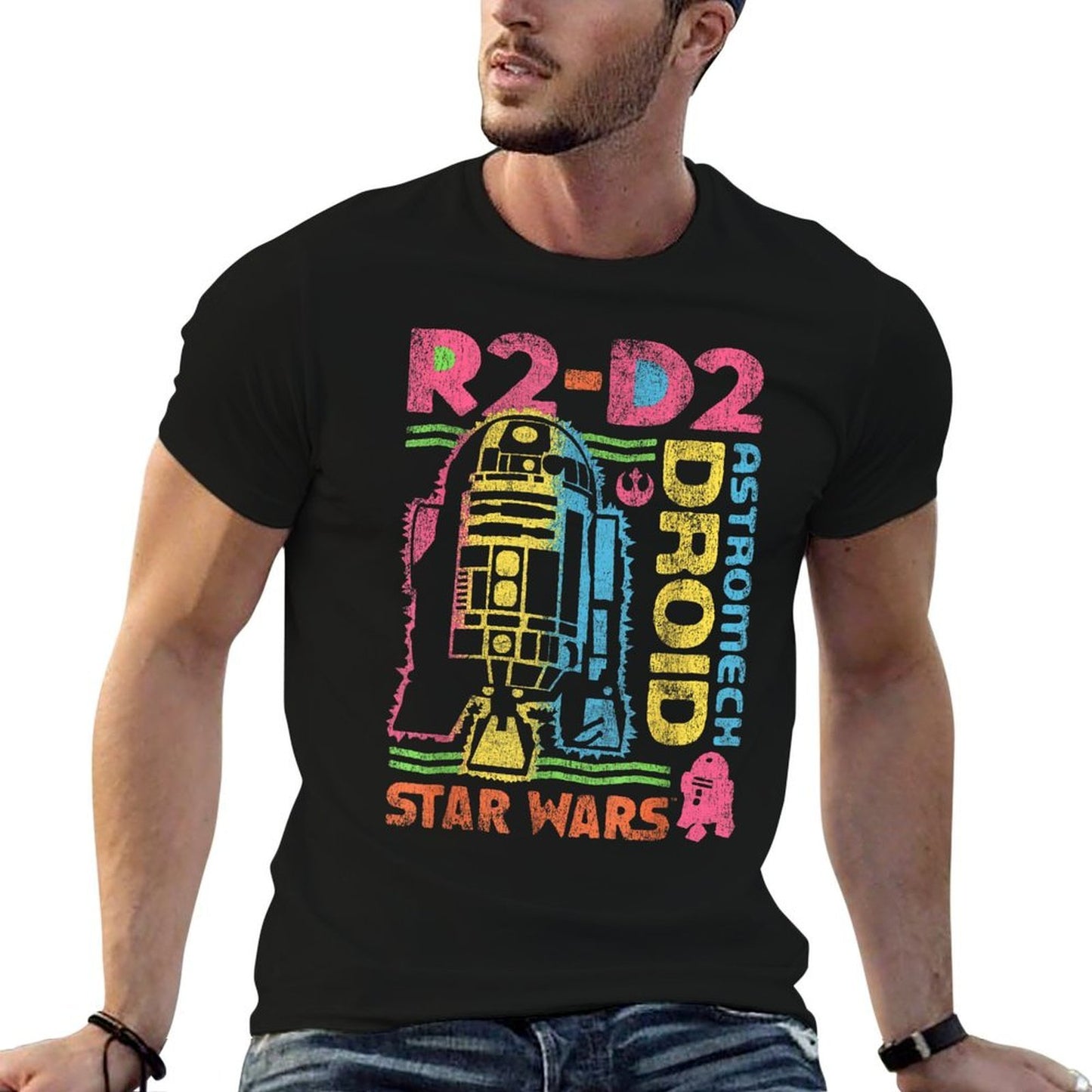 Star Wars Distressed Neon R2-D2 Comfortable T-Shirt