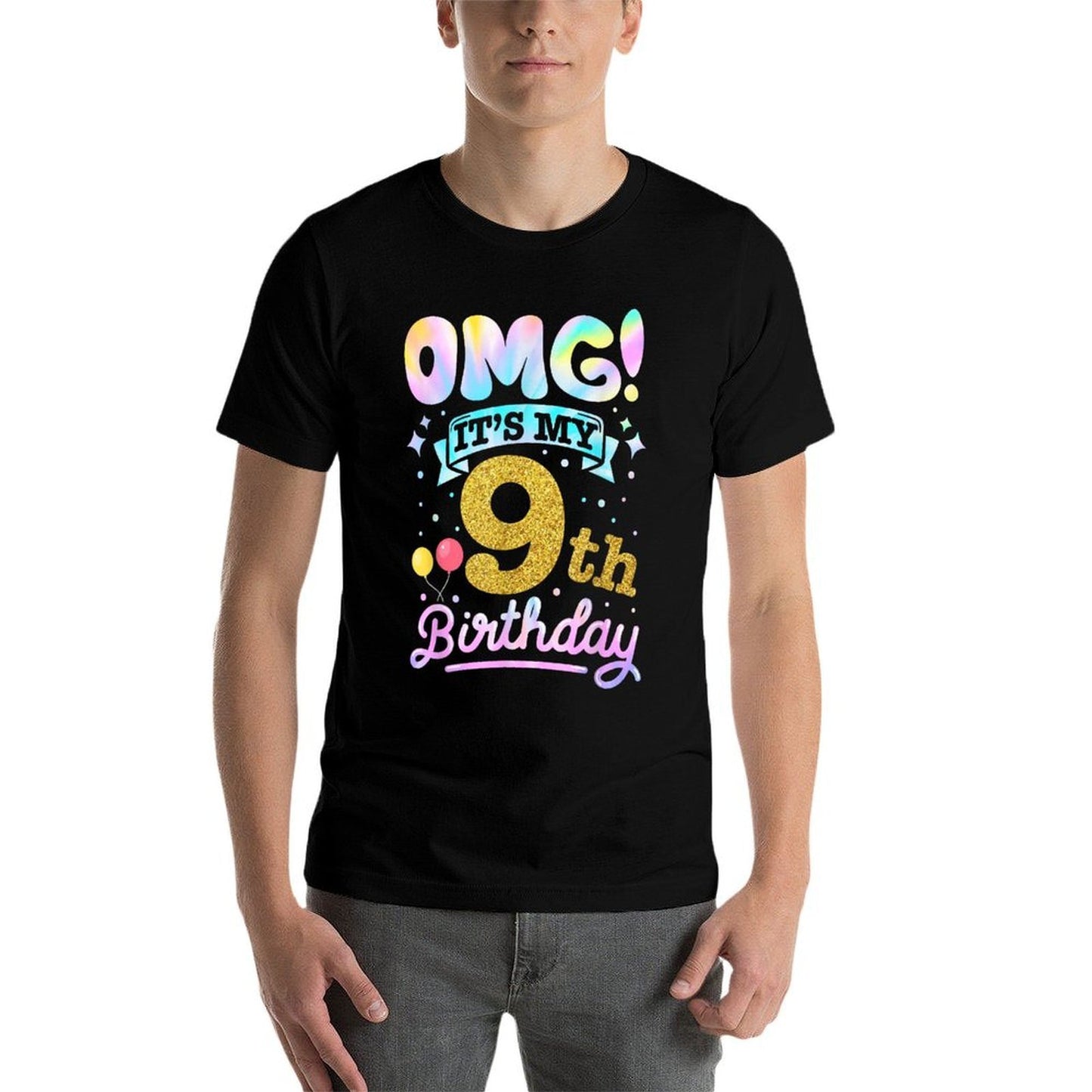 OMG It's My 9th Birthday Girls 9 Years Old Birthday  Wrinkle-resistant T-Shirt