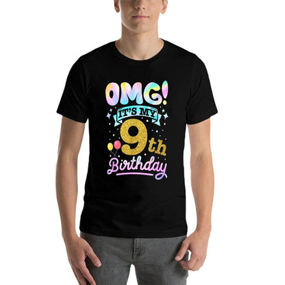 OMG It's My 9th Birthday Girls 9 Years Old Birthday  Wrinkle-resistant T-Shirt