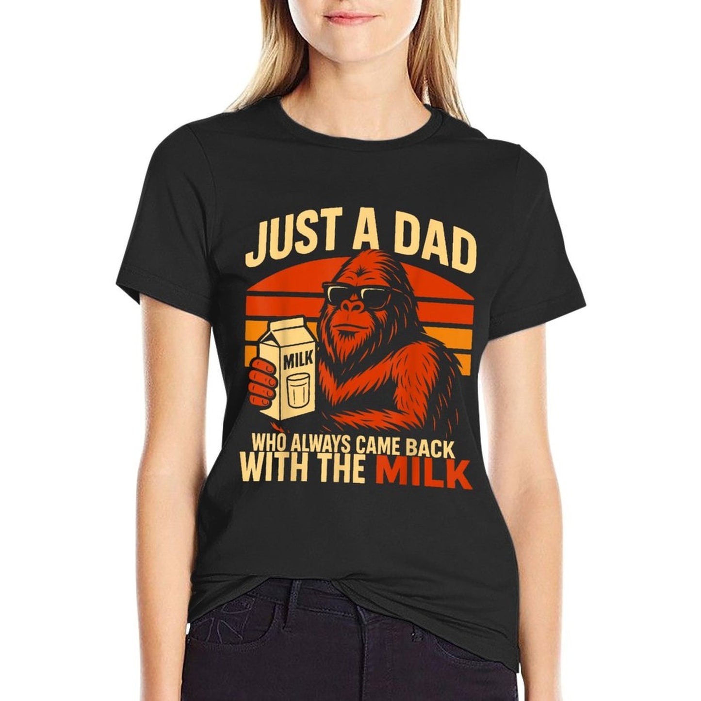 Bigfoot Papa Just A Dad Who Always Came Back With The Milk  Slim-fit Cut T-Shirt