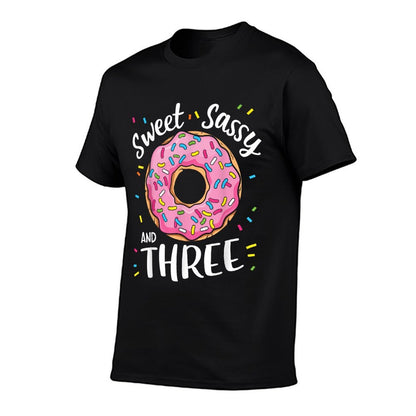 Sweet Sassy And Three Cute Girls 3rd Birthday Donut Party  Easy-care T-Shirt