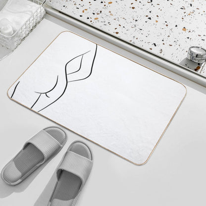 Woman Body Silhouette Line Drawing - Hello Helena  Fade-Resistant Bath Mat
