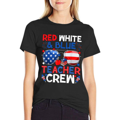 4th Of July Red White & Teacher Crew American  Vintage-inspired T-Shirt
