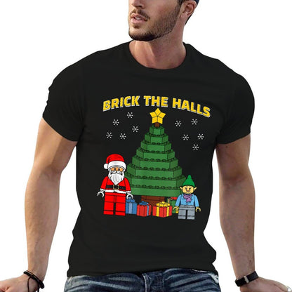 Christmas Building Bricks Brick The Halls Block Builder  Graphic-printed T-Shirt