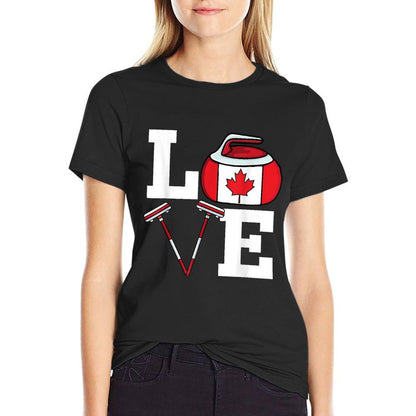 Canada Curling Broom Winter Ice Sports Canadian Curling  Graphic-printed T-Shirt