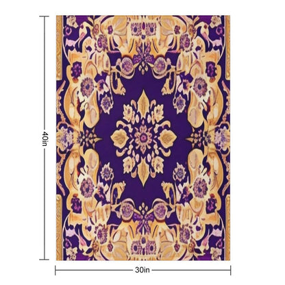 Purple And Gold Persian Floral Shrink-resistant Throw Blanket