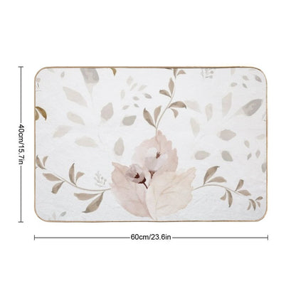 Neutral Watercolor Flower Pattern  Long-Lasting Bath Mat