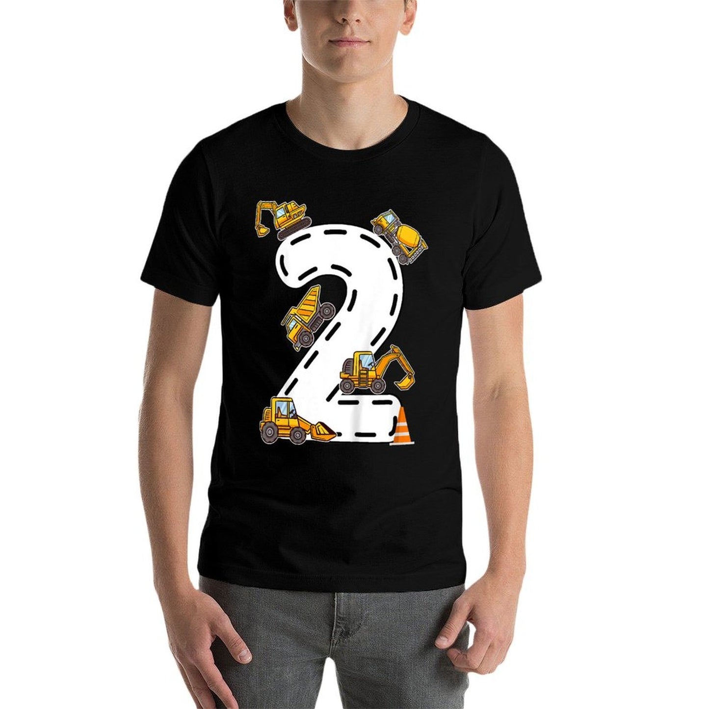 Kids 2 Years Boy Birthday Construction Theme 2nd Birthday Truck  Soft T-Shirt