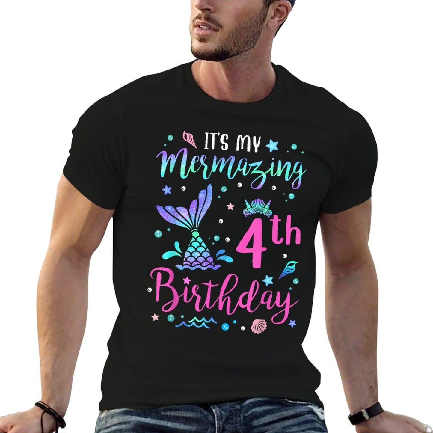 Its My Mermazing 4th Birthday Mermaid Girl Theme 4 Yrs Old  Odor-resistant T-Shirt