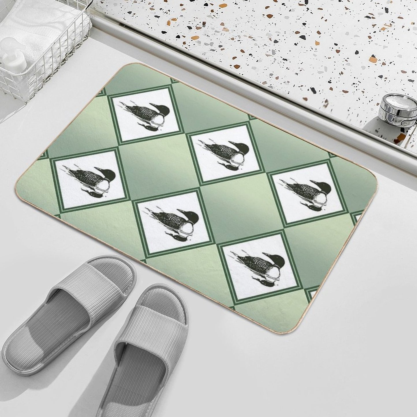 Sage Loon Diamond Pattern  Versatile Bath Mat