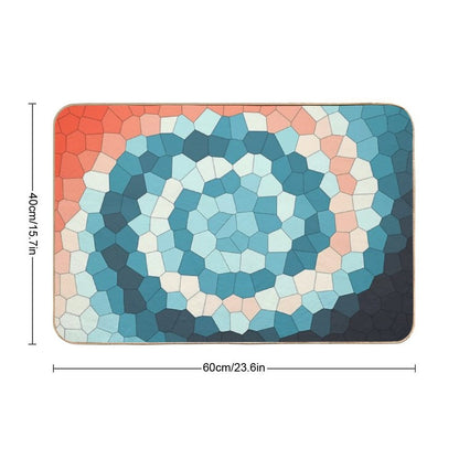 Red, Cream, Green, Blue Swirly Stained Glass Abstract Art  Versatile Bath Mat