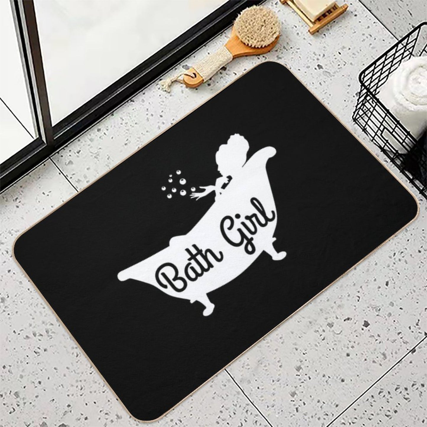Cute Bath Girl Pun for A Bad Girl  Pet-Safe Bath Mat