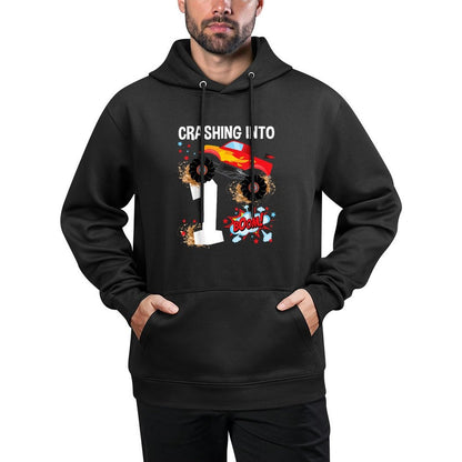 Kids 1 Year Old Monster Truck 1st Birthday Boy Car Trucks Cotton-Polyester Blend Hoodie