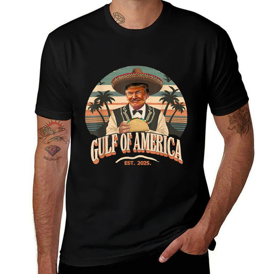 Gulf of USA America Funny USA Flag High-quality Stitching T-Shirt