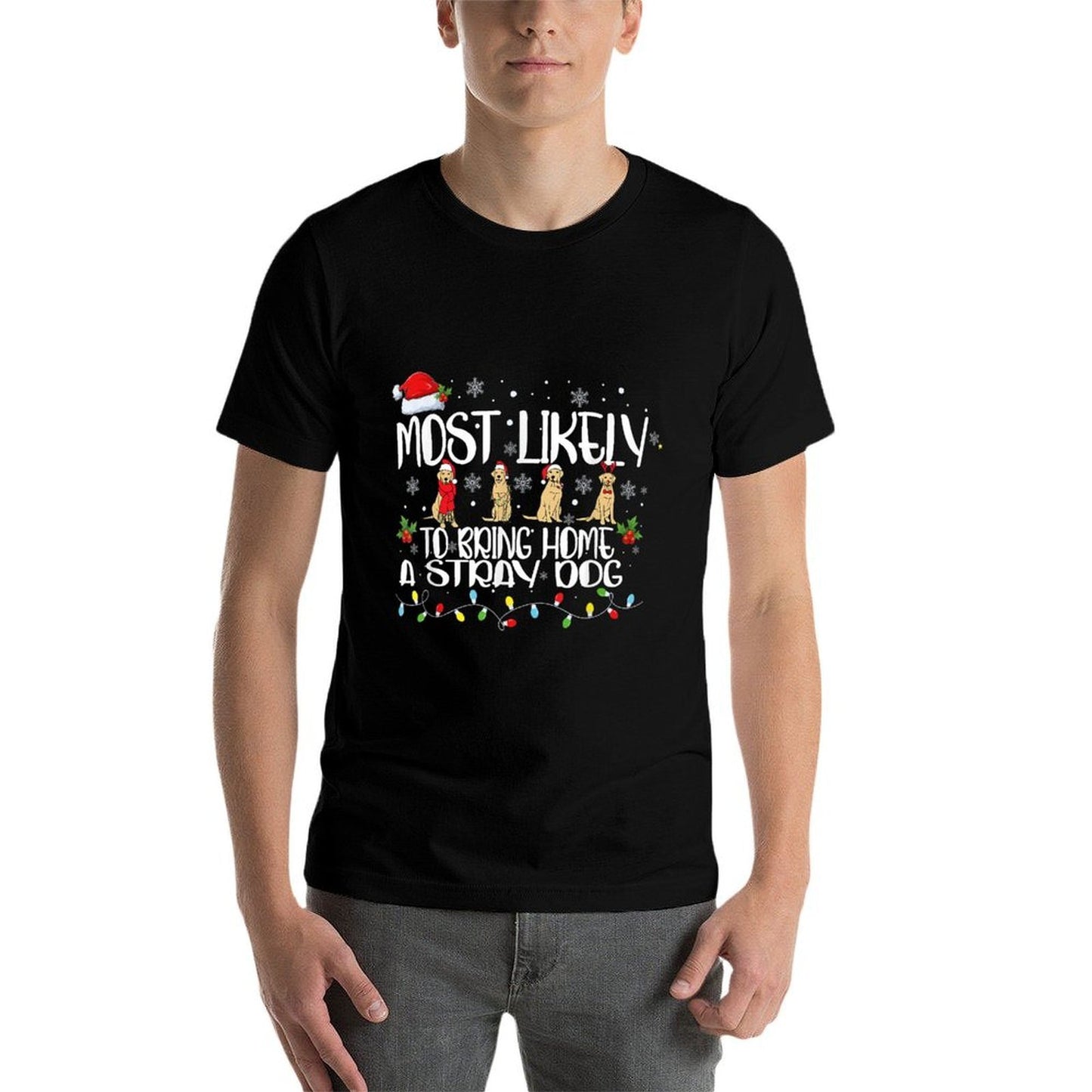 Most Likely To Bring Home A Stray Dog Matching Christmas Comfortable T-Shirt