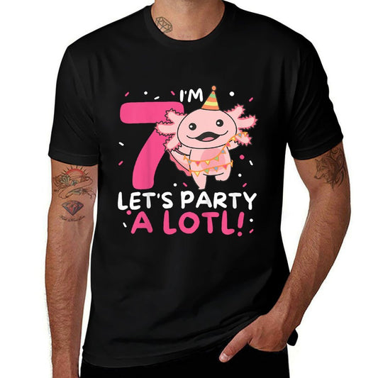 Kids 7th Birthday Axolotl Pun Let's Party A Lotl  Durable T-Shirt