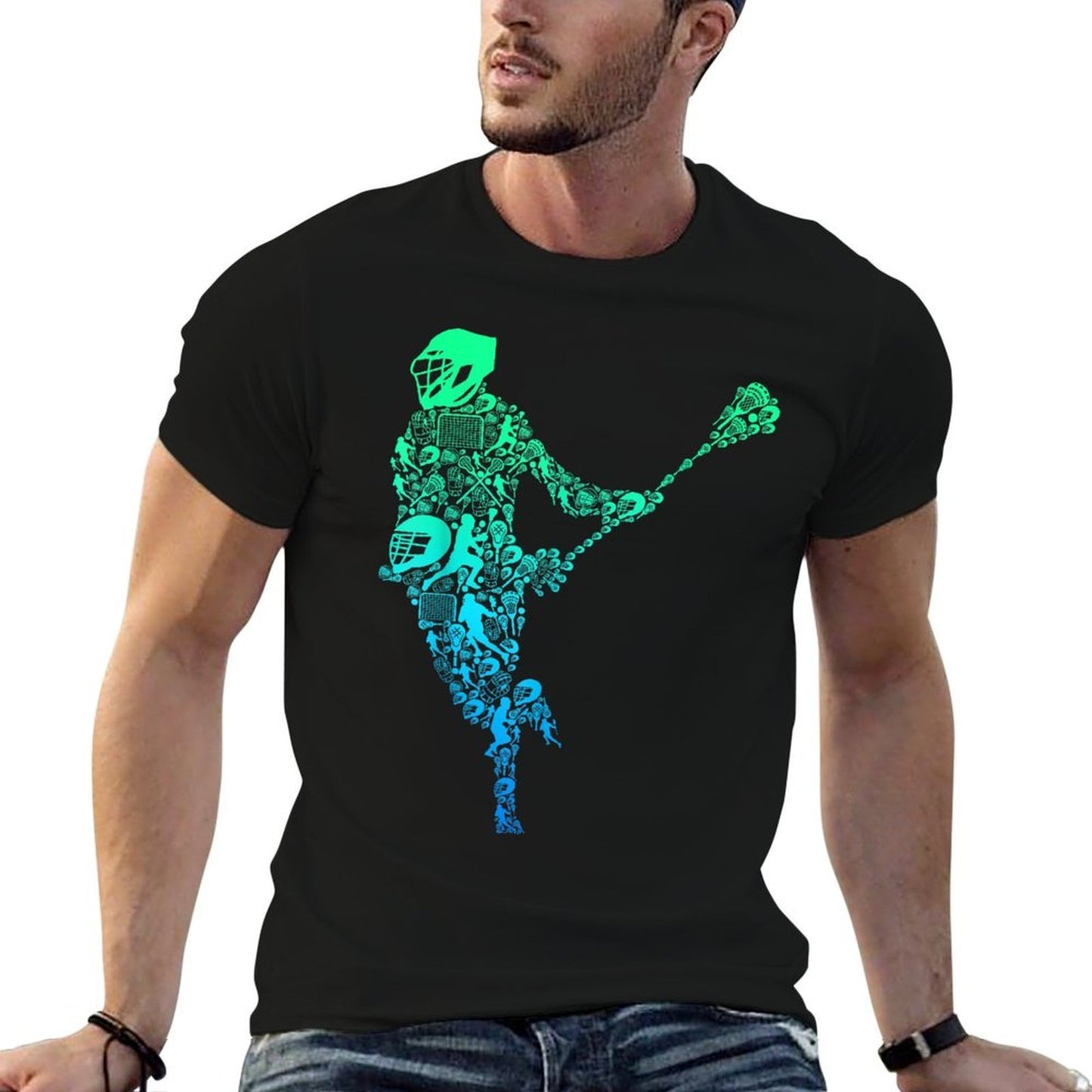 Lacrosse Player Youth Men Boys Kids  Slim-fit Cut T-Shirt