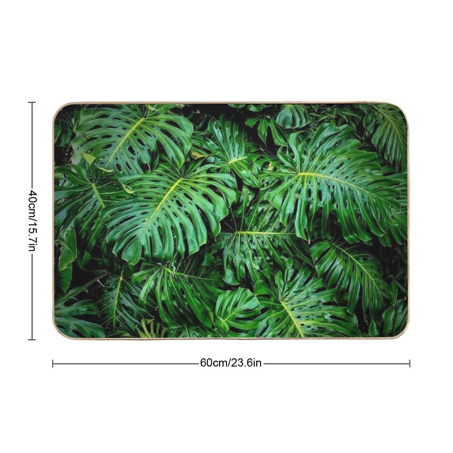 Monstera Deliciosa Tropical Green Foliage  Easy Maintenance Bath Mat
