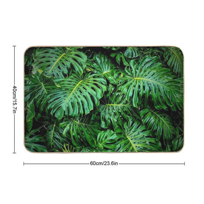 Monstera Deliciosa Tropical Green Foliage  Easy Maintenance Bath Mat