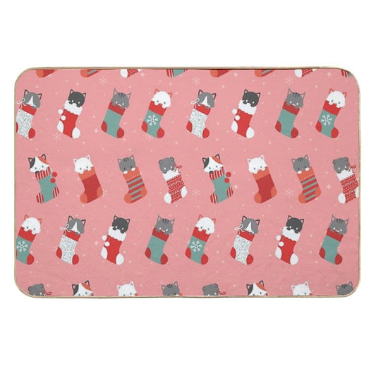 Christmas Cat Stockings  Slip-Resistant Bath Mat