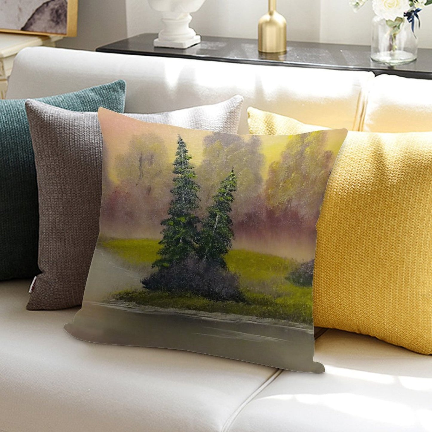 Misty Forest Soft Fade-Resistant Throw Pillow