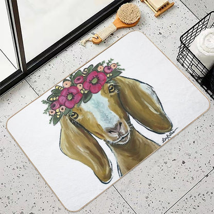 Goat with Flower Crown Art  Versatile Bath Mat