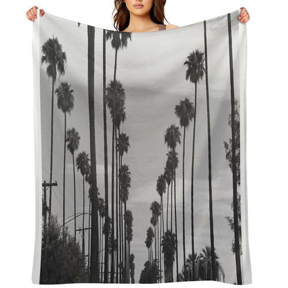 Vintage Black & White California Palm Trees Photo Durable Throw Blanket