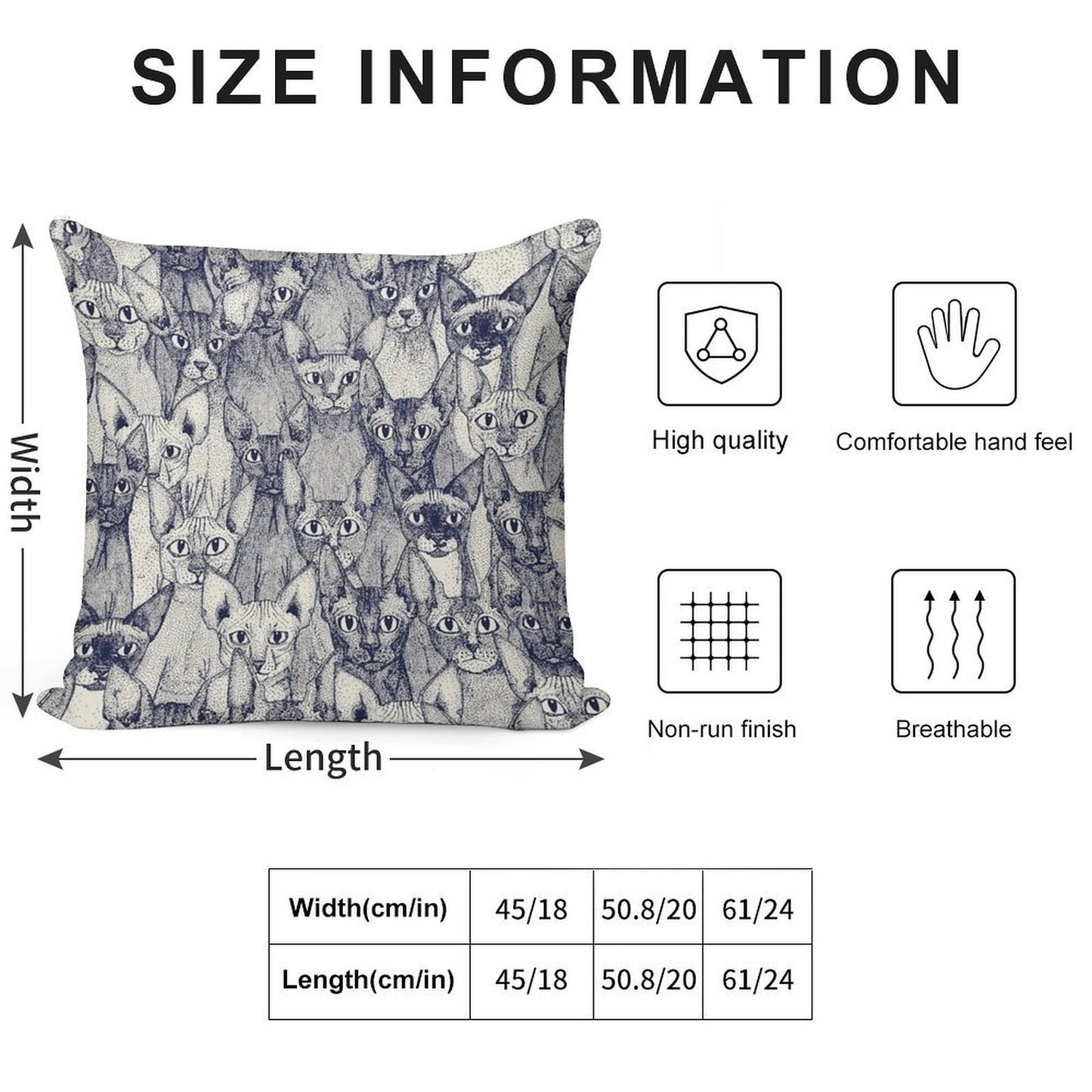 Just Sphynx Cats Blue Off White Soft Ultra-Soft Texture Throw Pillow