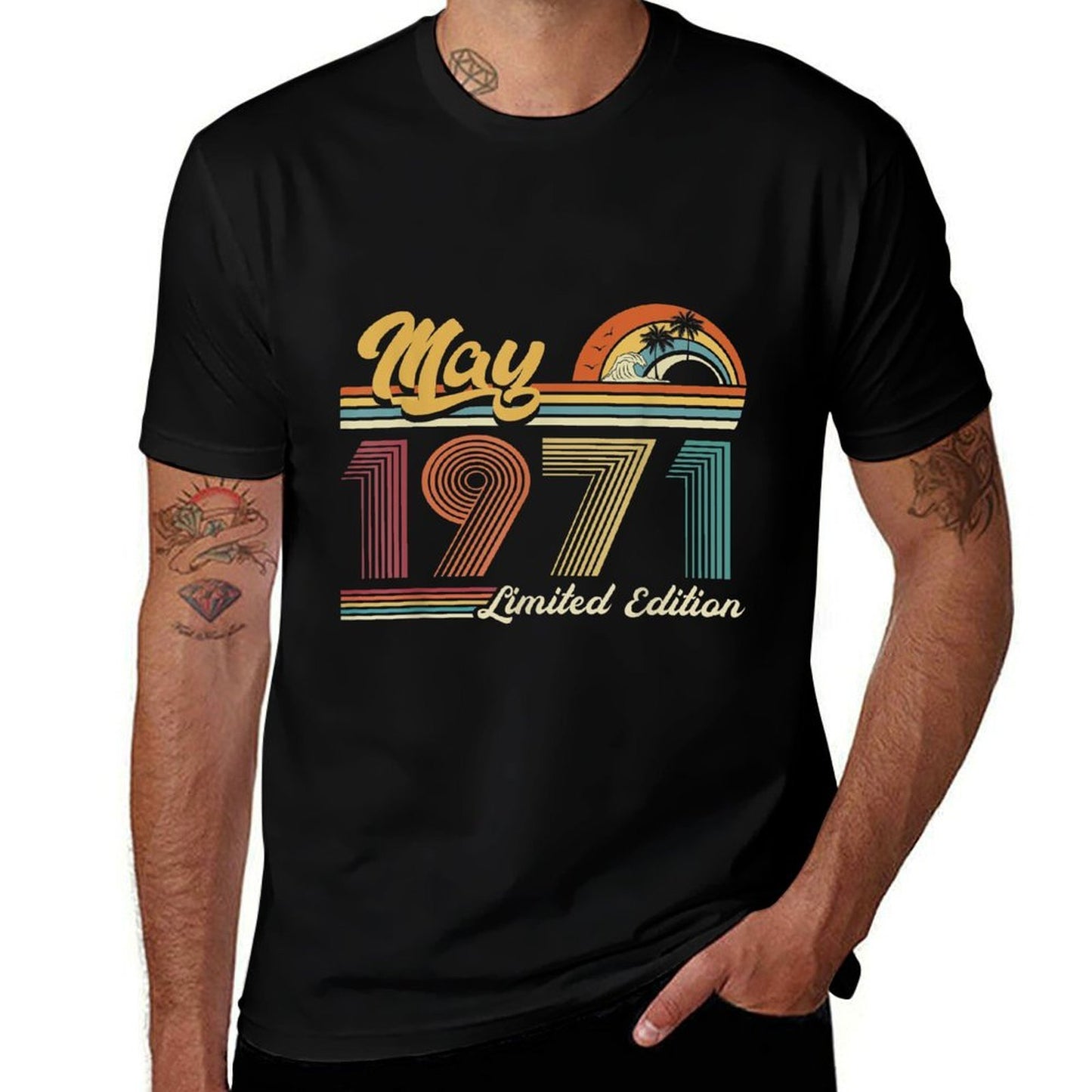 Vintage May 1971 Limited Edition 50th Birthday Gifts  Heathered Texture T-Shirt