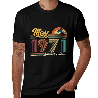 Vintage May 1971 Limited Edition 50th Birthday Gifts  Heathered Texture T-Shirt