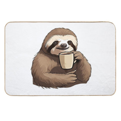 Sloth Drinking Coffee  Toxin-Free Bath Mat