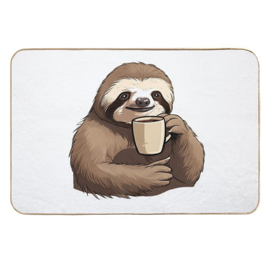 Sloth Drinking Coffee  Toxin-Free Bath Mat