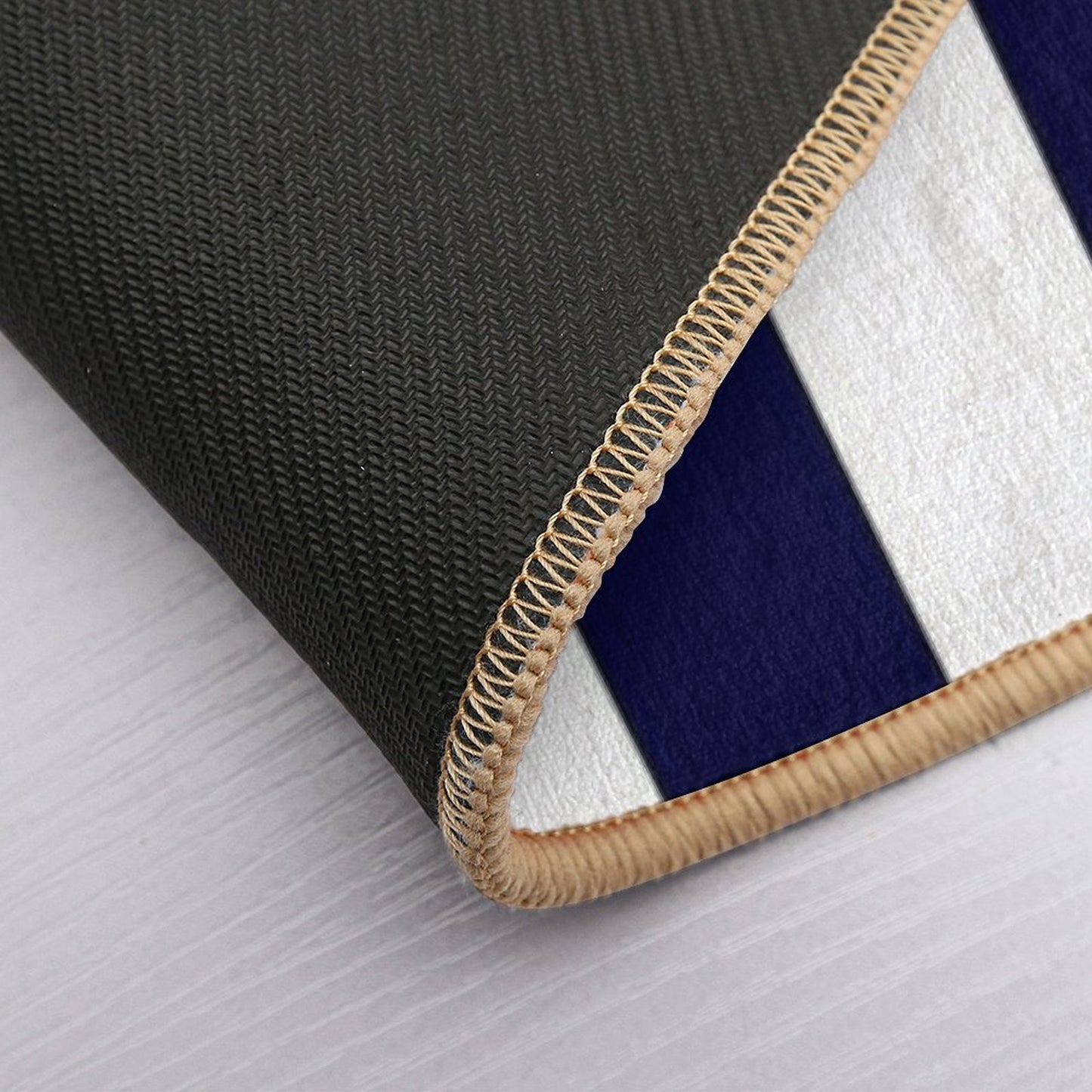 Classic Navy Blue And White Stripes  Anti-Trip Bath Mat