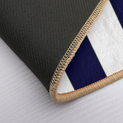 Classic Navy Blue And White Stripes  Anti-Trip Bath Mat