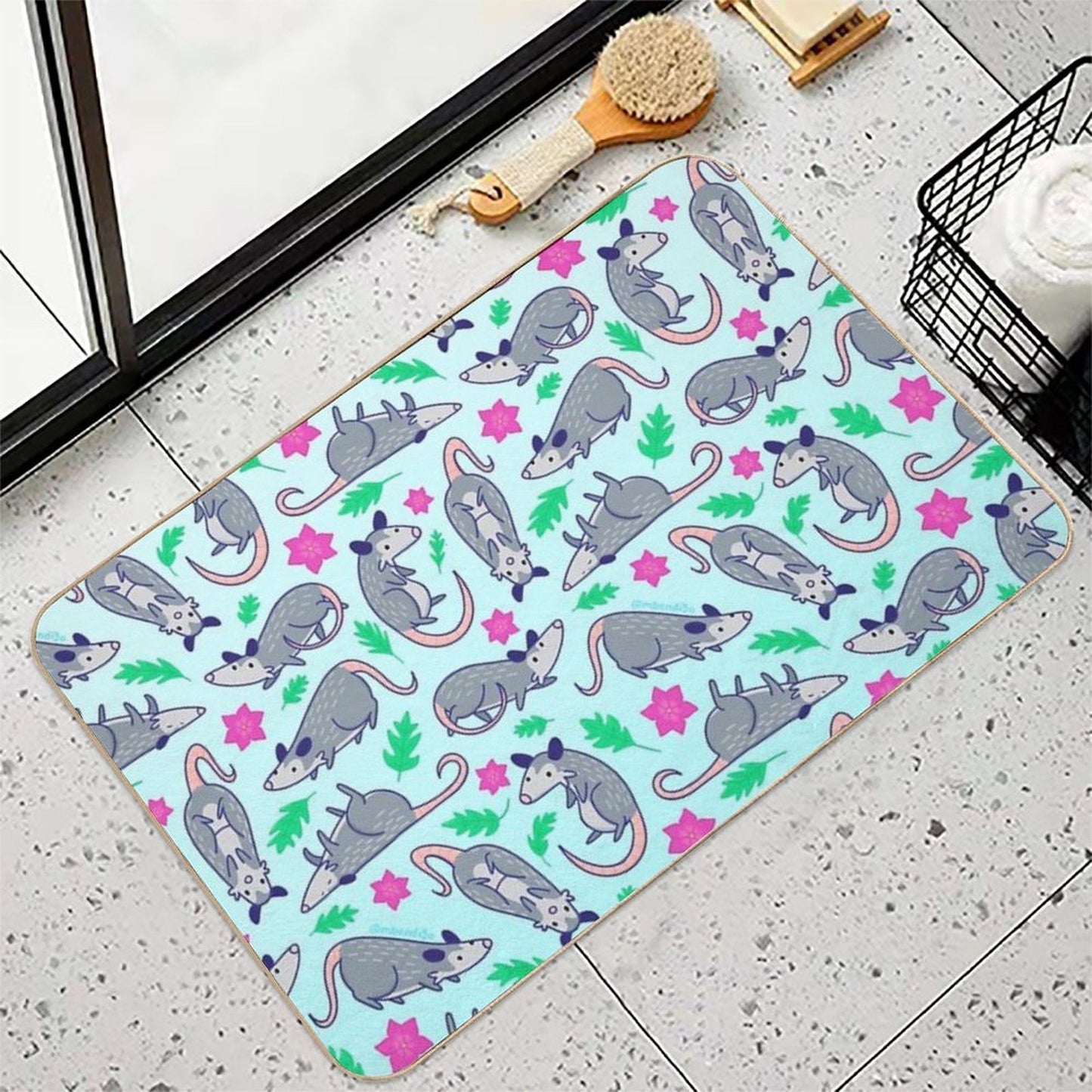 Opossum Pattern  Pet-Safe Bath Mat