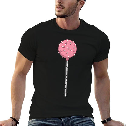 Cute Vintage Pink Cake Pop with Sprinkles Happy Birthday  Heathered Texture T-Shirt