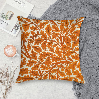 William Morris Oak Leaves, Rust Orange And Cream Soft Home Decor Throw Pillow
