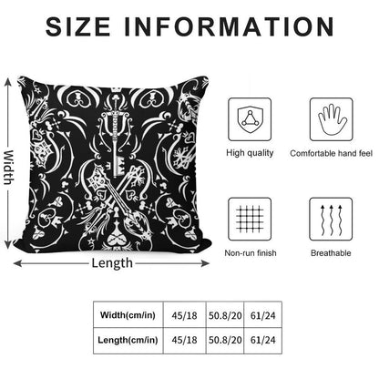 Kingdom Hearts - Black Soft Washable Throw Pillow