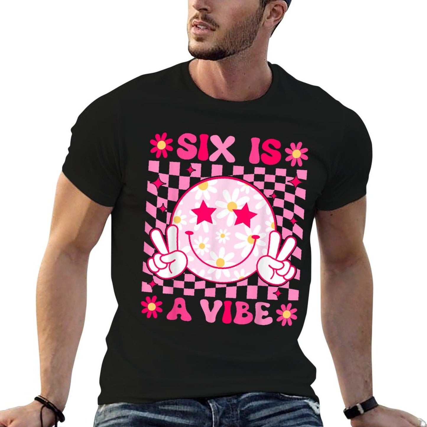 Six Is A Vibe Groovy 6th Birthday 6yr Old 6 Year Old Girls  Lightweight T-Shirt