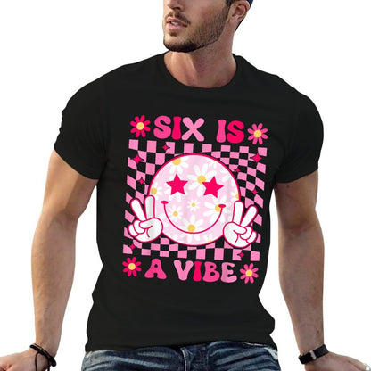 Six Is A Vibe Groovy 6th Birthday 6yr Old 6 Year Old Girls  Lightweight T-Shirt