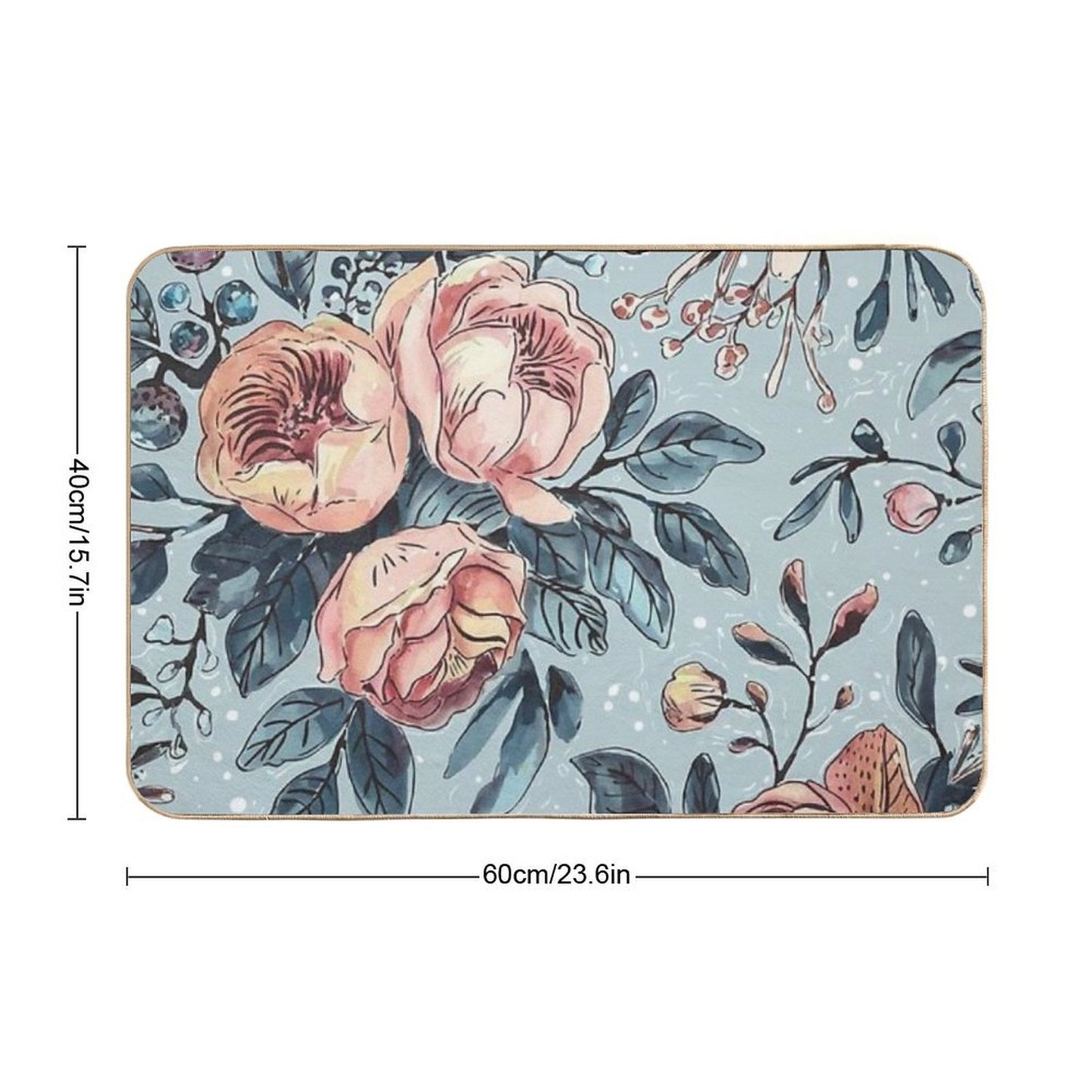 Organic Hand-Drawn Watercolor Floral Design  Non-Slip Bath Mat