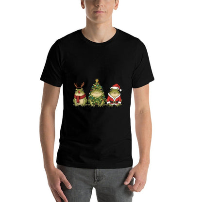 Retro Christmas Desert Rain Frog Santa Reindeer  Tagless Design T-Shirt