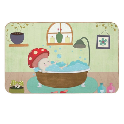 Mushroom Taking Bath  Rapid-Drying Bath Mat