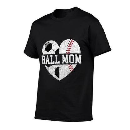 Mom Of Both Heart Soccer Baseball Sports Mom Mothers Day  Wrinkle-resistant T-Shirt