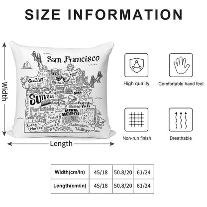 San Francisco Illustrated Map Soft Gift Ready Throw Pillow