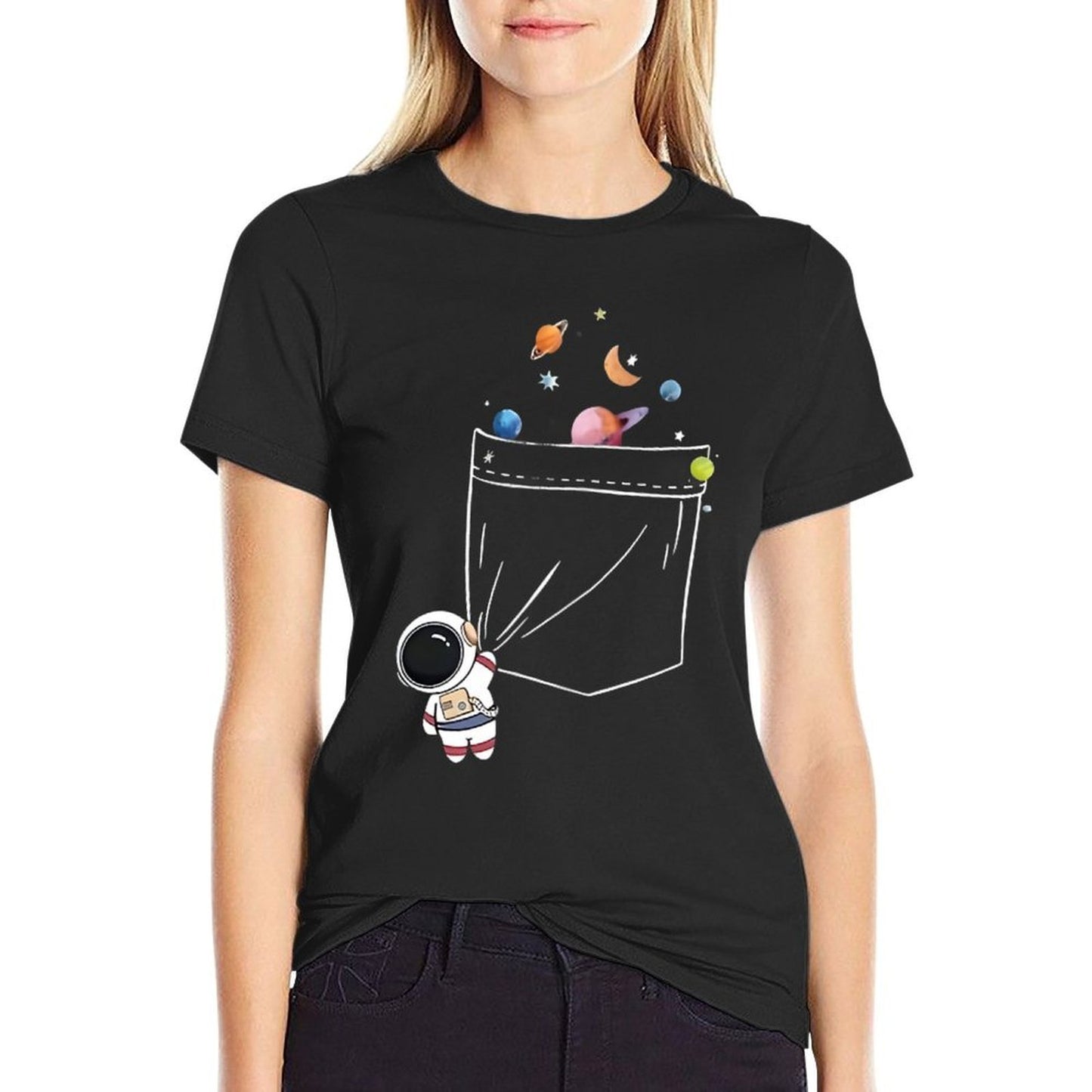 Cartoon Astronaut Pocket Galaxy Astronaut Galaxy Spaceman  Versatile T-Shirt