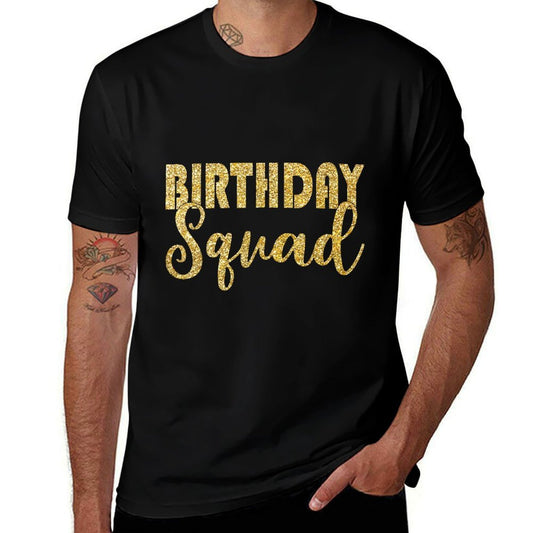 Birthday Squad Party Birthday Bday Gold Gift T  Ribbed Collar T-Shirt