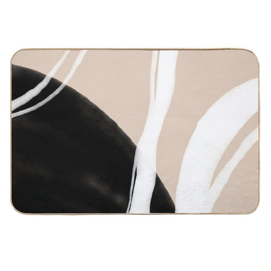 Black And White Scandinavian Abstract  Easy To Clean Bath Mat